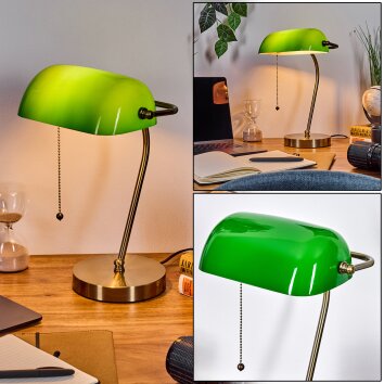 Tremoceira lampa bankierska, lampka biurkowa, lampa stołowa stary mosiądz, 1-punktowy