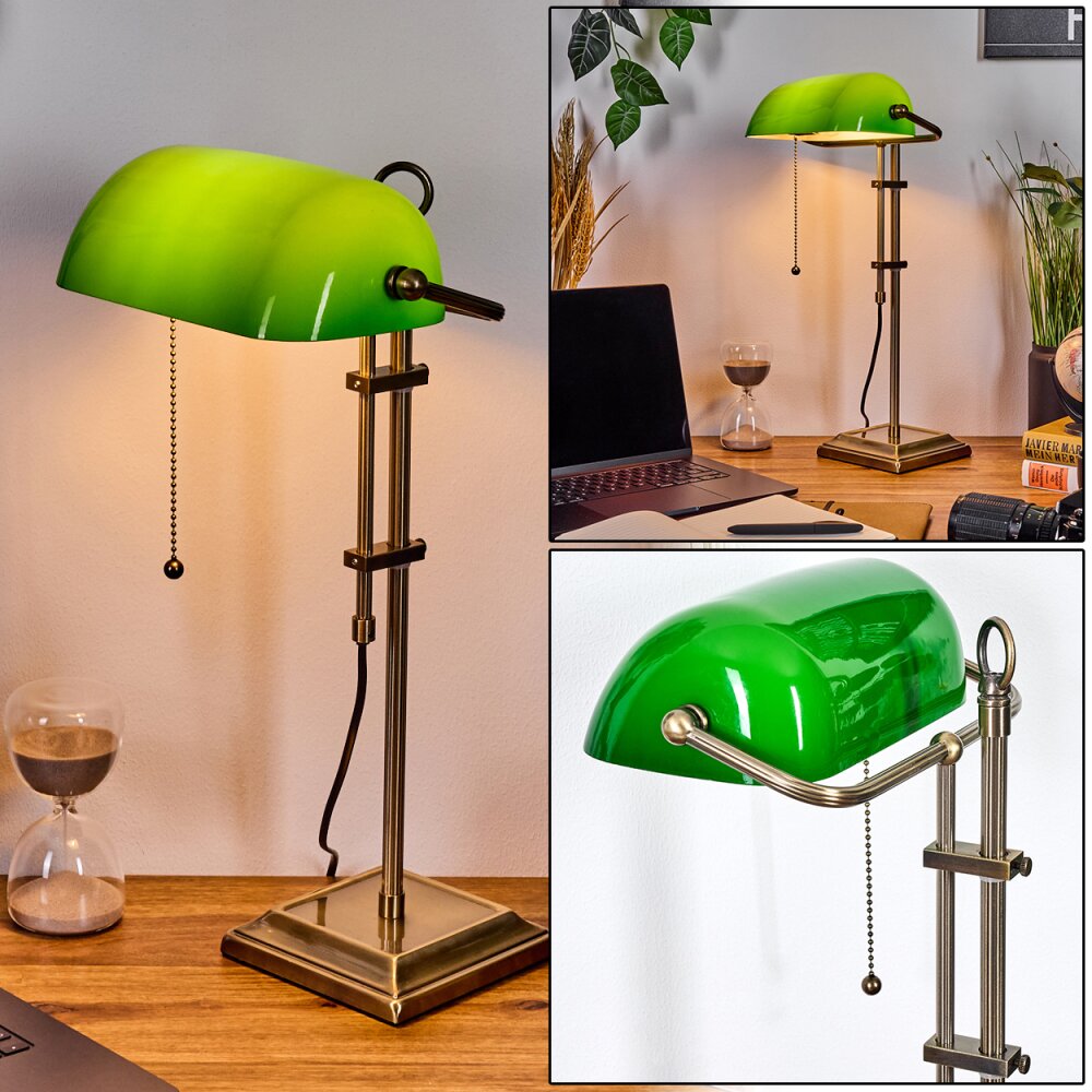Ragaz lampka bankierska, Lampa biurkowa, Lampa stołowa Stary mosiądz, 1-punktowy main product photo