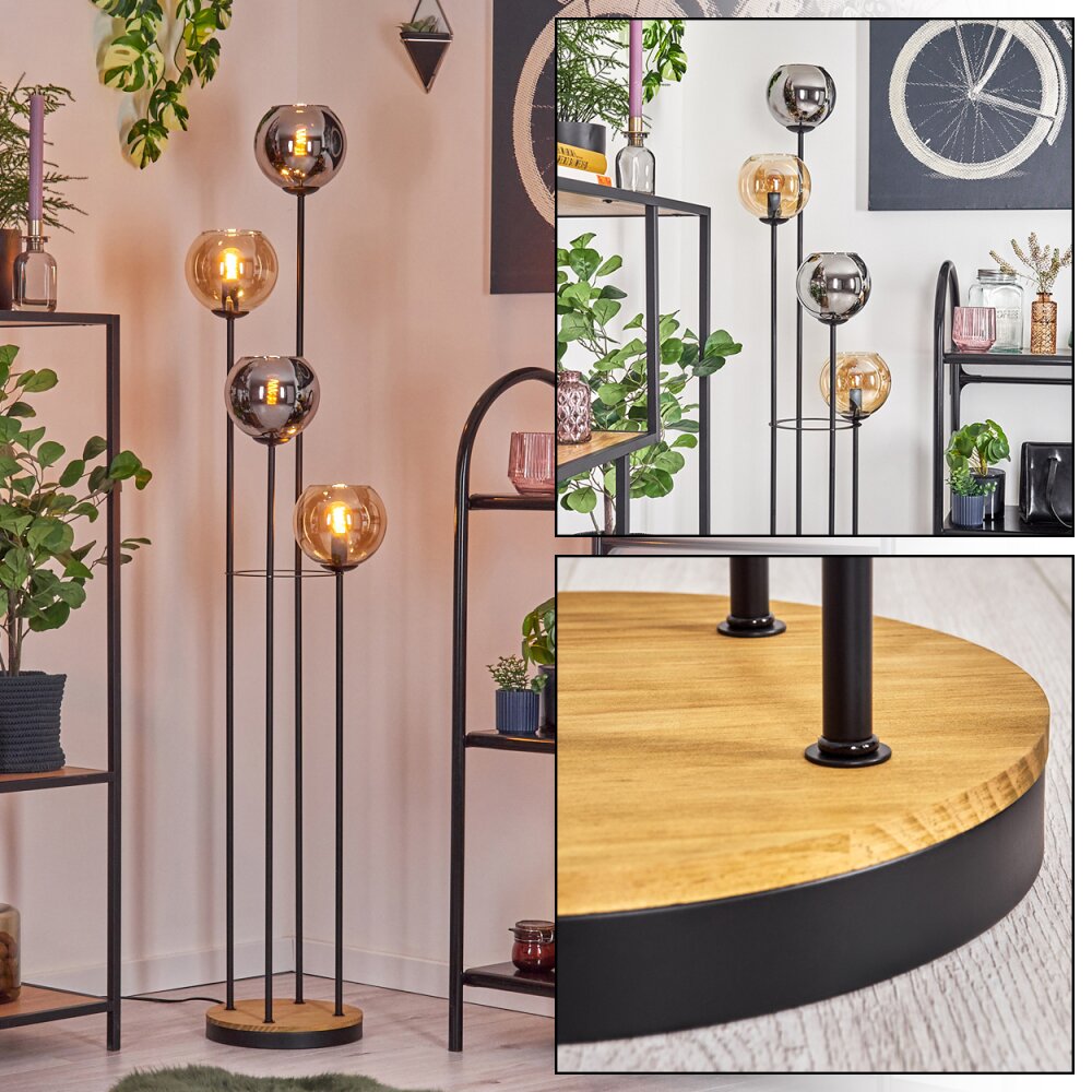 Koyoto Lampa stojąca 30 cm Ciemne drewno, Czarny, 4-punktowe main product photo