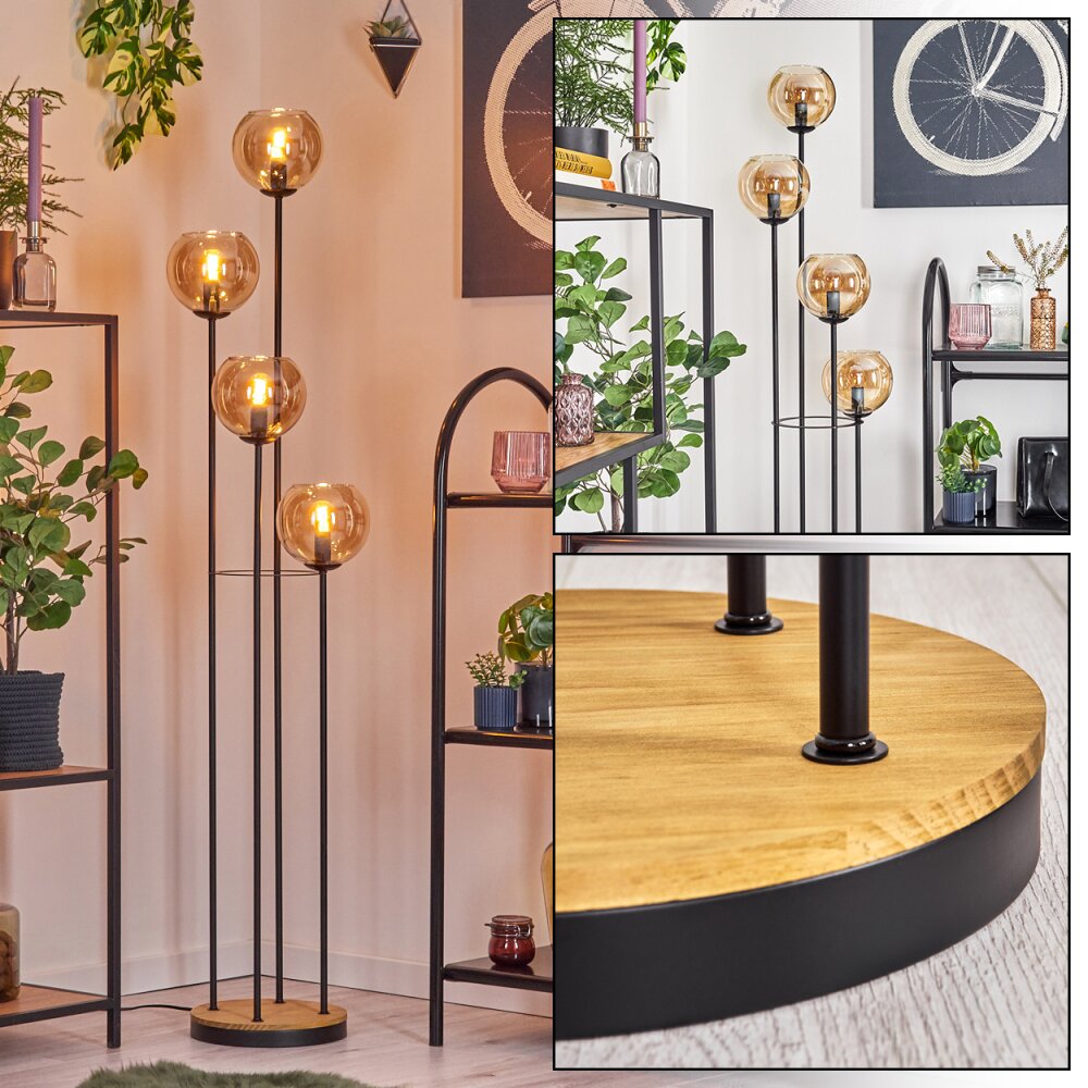 Koyoto Lampa stojąca 30 cm Ciemne drewno, Czarny, 4-punktowe main product photo