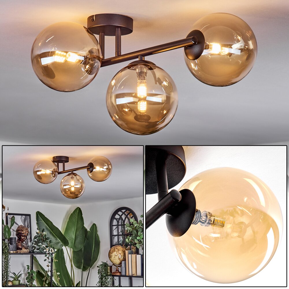 Chehalis Lampa sufitowa, Kula świetlna W kolorze bursztynu, 3-punktowe main product photo