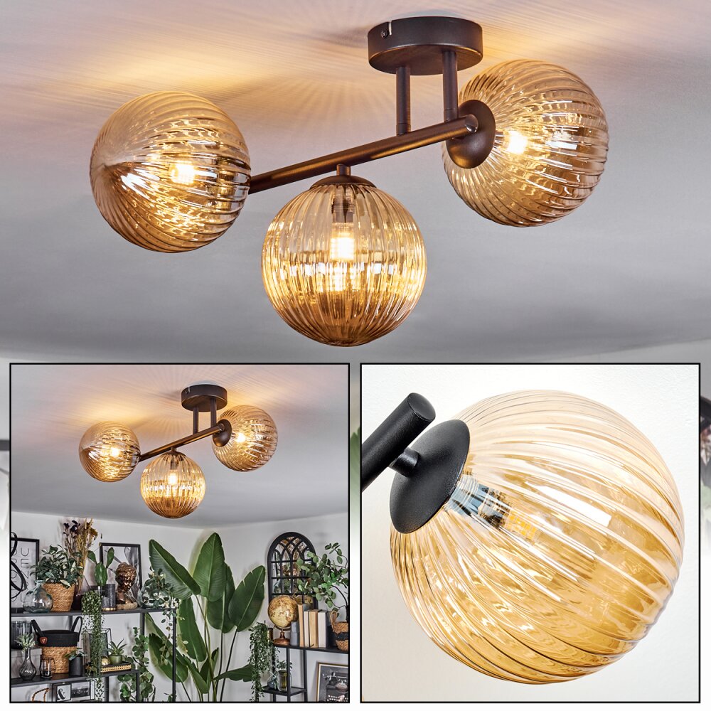 Chehalis Lampa sufitowa, Kula świetlna W kolorze bursztynu, 3-punktowe main product photo