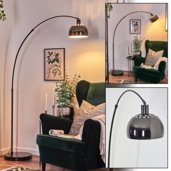 Baloca lampa stojąca, lampa podłogowa łukowa chrom, czarny, 1-punktowy