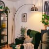 Baloca lampa stojąca, lampa podłogowa łukowa nikiel matowy, czarny, 1-punktowy