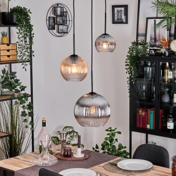 Koyoto lampa wisząca, kula świetlna, lampa wisząca bursztynowy, przezroczysty, przydymiony, 3-punktowe