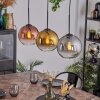 Koyoto lampa wisząca, kula świetlna, lampa wisząca chrom, złoty, przezroczysty, miedziany, przydymiony, 3-punktowe