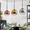 Koyoto lampa wisząca, kula świetlna, lampa wisząca chrom, złoty, przezroczysty, miedziany, przydymiony, 3-punktowe