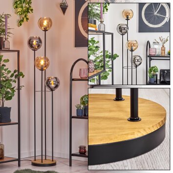 Koyoto Lampa stojąca 30 cm Ciemne drewno, Czarny, 4-punktowe Koyoto Lampa stojąca 30 cm Ciemne drewno, Czarny, 4-punktowe
