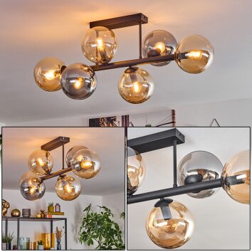 Gastor Lampa sufitowa, Kula świetlna W kolorze bursztynu, Przydymiony, 6-punktowe