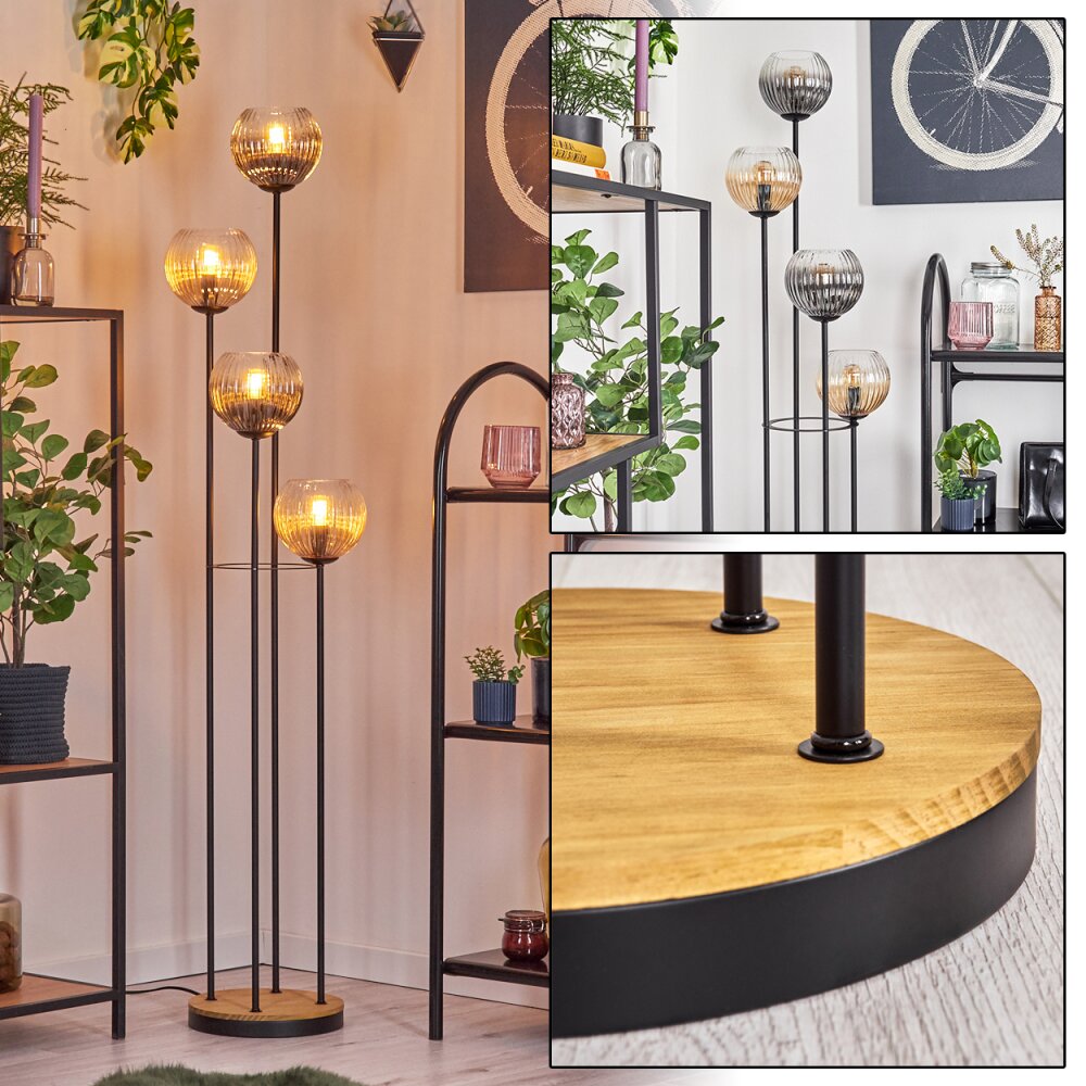 Koyoto Lampa stojąca 30 cm Ciemne drewno, Czarny, 4-punktowe main product photo