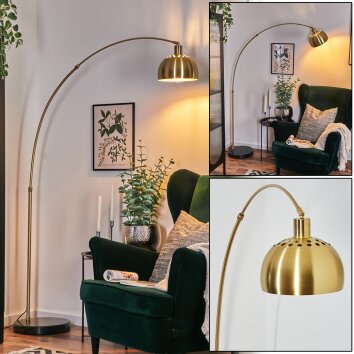 Baloca lampa stojąca, lampa podłogowa łukowa mosiądz, czarny, 1-punktowy