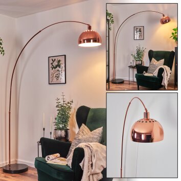 Baloca lampa stojąca, lampa podłogowa łukowa miedziany, czarny, 1-punktowy