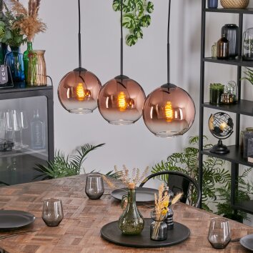 Koyoto lampa wisząca, kula świetlna, lampa wisząca przezroczysty, miedziany, 3-punktowe