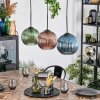 Koyoto lampa wisząca, kula świetlna, lampa wisząca niebeieski, zielony, miedziany, 3-punktowe