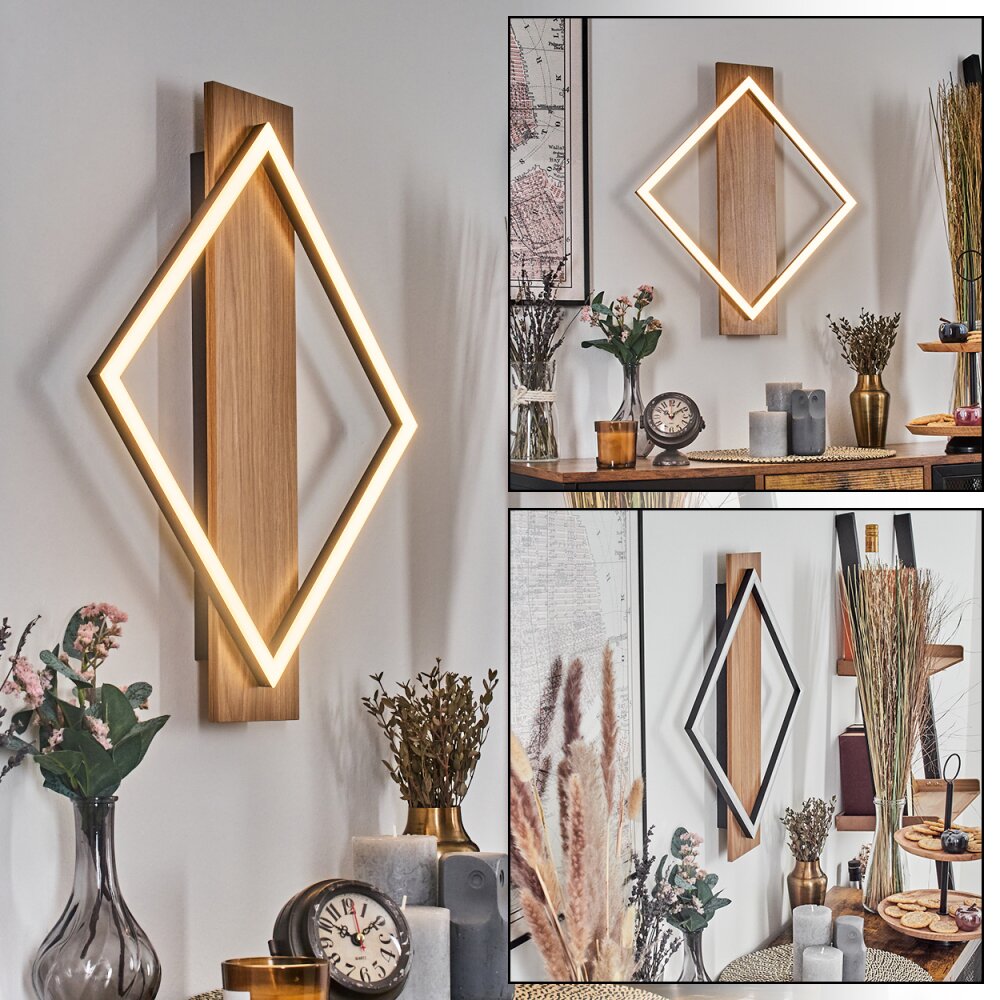 Cabanas Lampa ścienna LED Wygląd drewna, Czarny, 1-punktowy main product photo