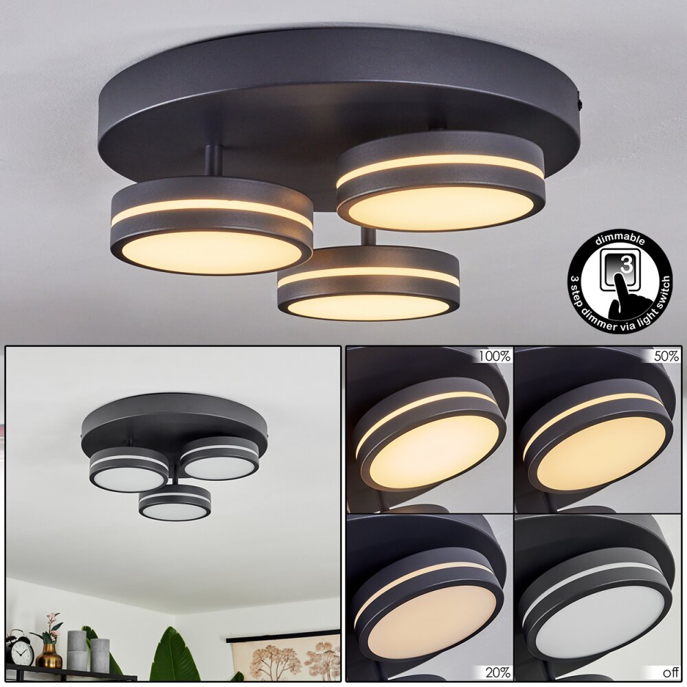 Huallilemu Lampa Sufitowa LED Czarny, 3-punktowe main product photo
