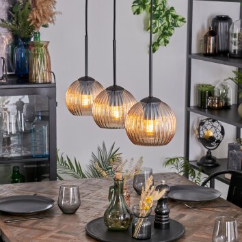 Koyoto Lampa wisząca, Kula świetlna, Lampa wisząca W kolorze bursztynu, 3-punktowe