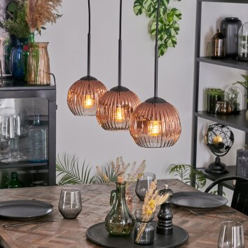 Ripoll lampa wisząca, kula świetlna, lampa wisząca przezroczysty, miedziany, 3-punktowe