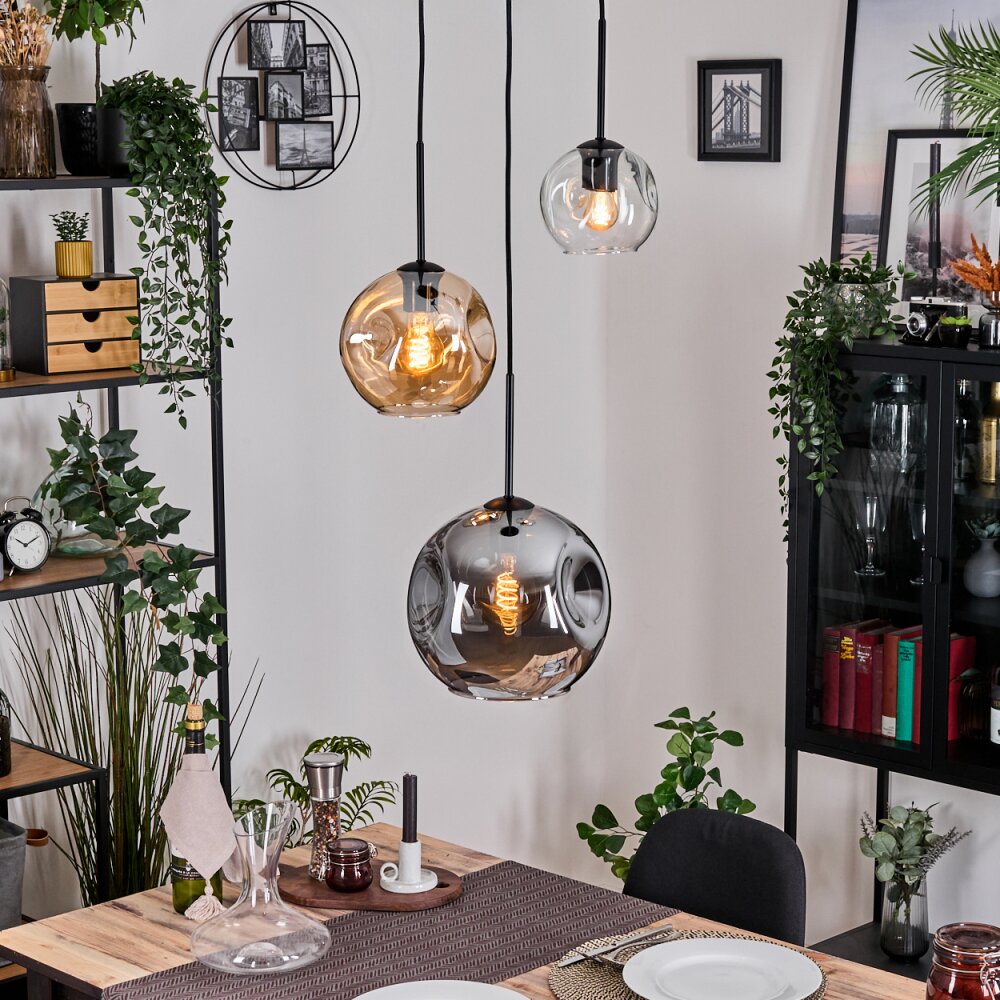 Koyoto Lampa wisząca, Kula świetlna, Lampa wisząca, Lampa wiszącego klastra W kolorze bursztynu, Przezroczysty, Przydymiony, 3-punktowe main product photo