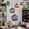 Koyoto lampa wisząca, kula świetlna, lampa wisząca, lampa wisząca kaskadowa niebeieski, zielony, miedziany, 3-punktowe