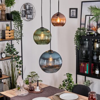 Koyoto Lampa wisząca, Kula świetlna, Lampa wisząca, Lampa wiszącego klastra Niebeieski, Zielony, W kolorze miedzi, 3-punktowe Koyoto Lampa wisząca, Kula świetlna, Lampa wisząca, Lampa wiszącego klastra Niebeieski, Zielony, W kolorze miedzi, 3-punktowe