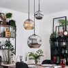 Ripoll lampa wisząca, kula świetlna, lampa wisząca, lampa wisząca kaskadowa bursztynowy, chrom, przydymiony, 3-punktowe
