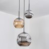 Ripoll lampa wisząca, kula świetlna, lampa wisząca, lampa wisząca kaskadowa bursztynowy, chrom, przydymiony, 3-punktowe