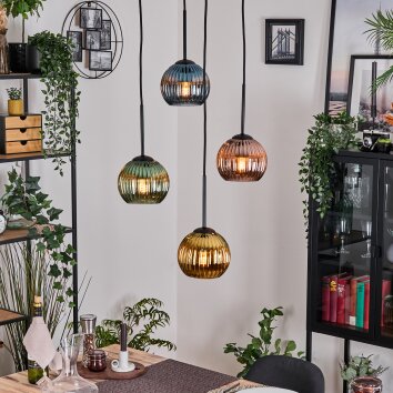 Koyoto Lampa wisząca, Kula świetlna, Lampa wisząca 35 cm Niebeieski, Złoty, Zielony, W kolorze miedzi, 4-punktowe