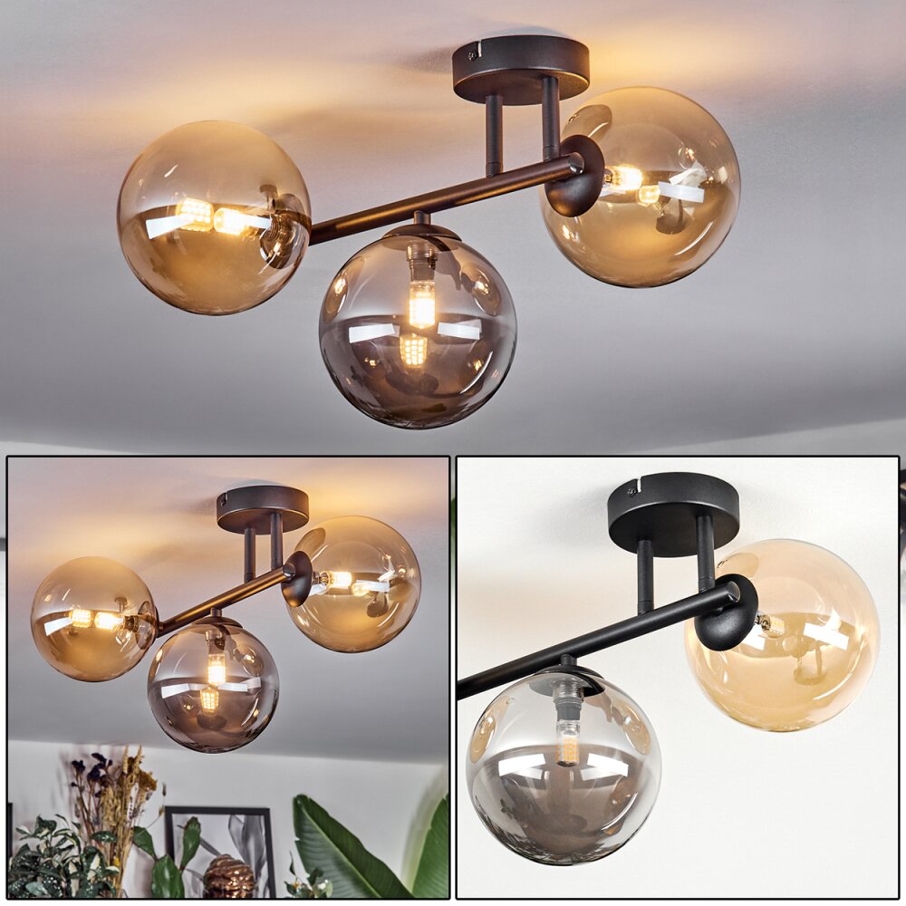 Chehalis Lampa sufitowa, Kula świetlna W kolorze bursztynu, Przydymiony, 3-punktowe main product photo