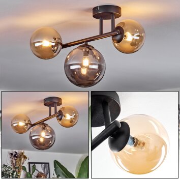 Chehalis Lampa sufitowa, Kula świetlna W kolorze bursztynu, Przydymiony, 3-punktowe