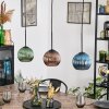 Koyoto Lampa wisząca, Kula świetlna, Lampa wisząca Niebeieski, Zielony, W kolorze miedzi, 3-punktowe