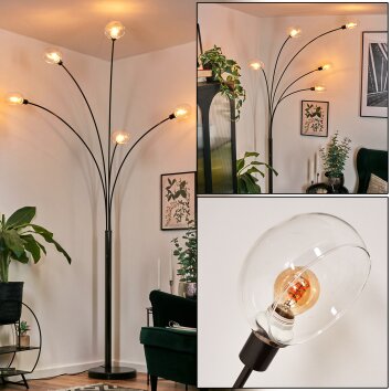 Nikkala Lampa stojąca Chrom, Czarny, 5-punktowe