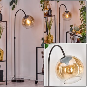 Koyoto lampa stojąca, lampa podłogowa łukowa chrom, czarny, 1-punktowy