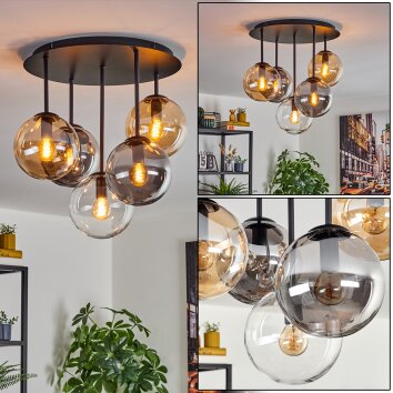 Gastor Lampa sufitowa, Kula świetlna 45 cm W kolorze bursztynu, Przezroczysty, Przydymiony, 5-punktowe