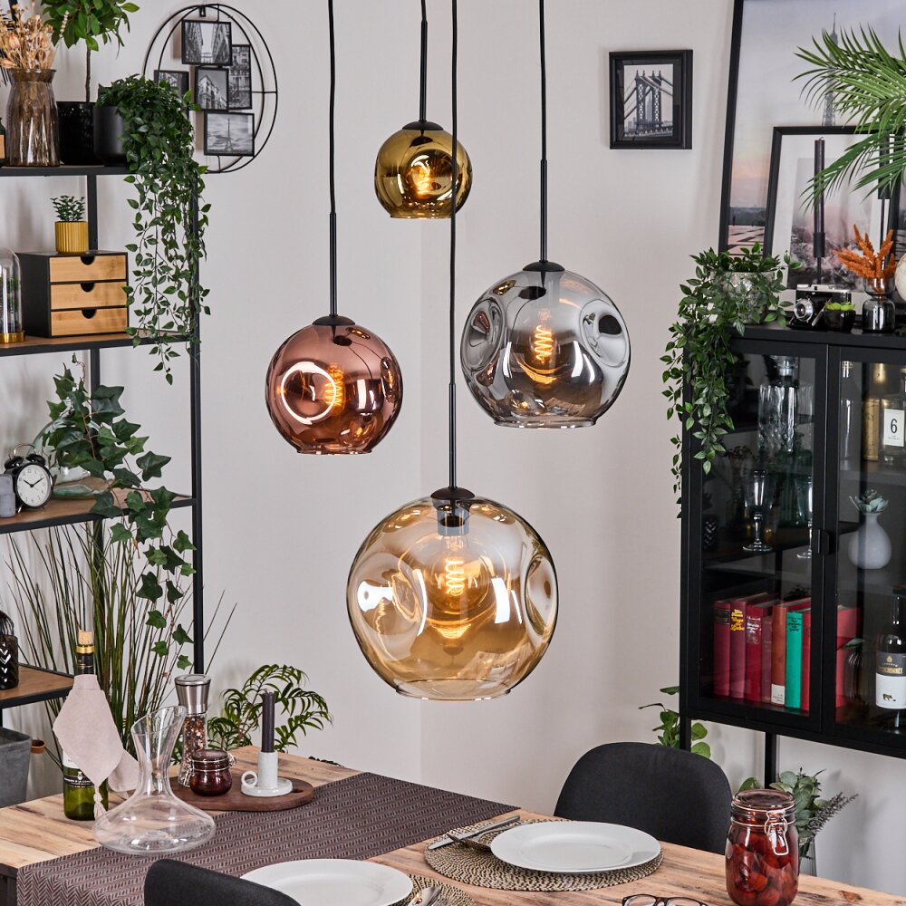 Ripoll Lampa wisząca, Kula świetlna, Lampa wiszącego klastra W kolorze bursztynu, Złoty, W kolorze miedzi, Przydymiony, 4-punktowe main product photo