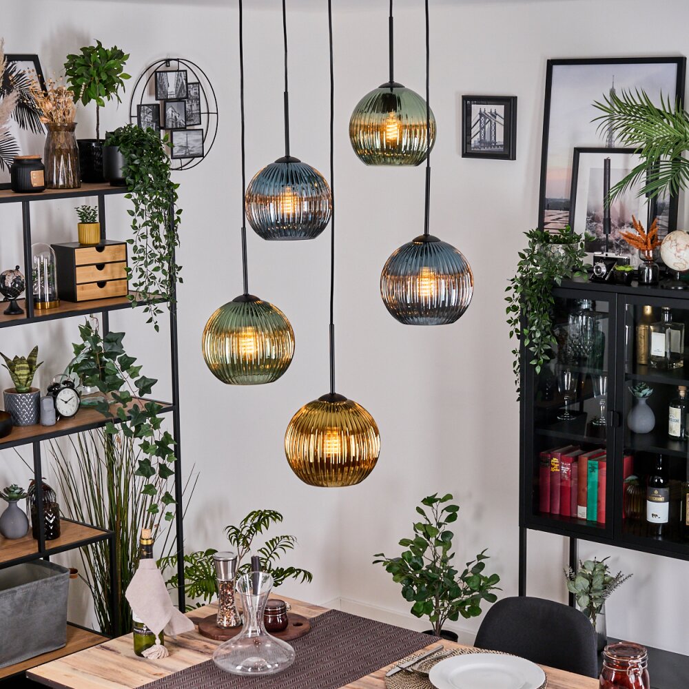 Koyoto Lampa wisząca, Kula świetlna, Lampa wiszącego klastra 45 cm Niebeieski, Złoty, Zielony, 5-punktowe main product photo