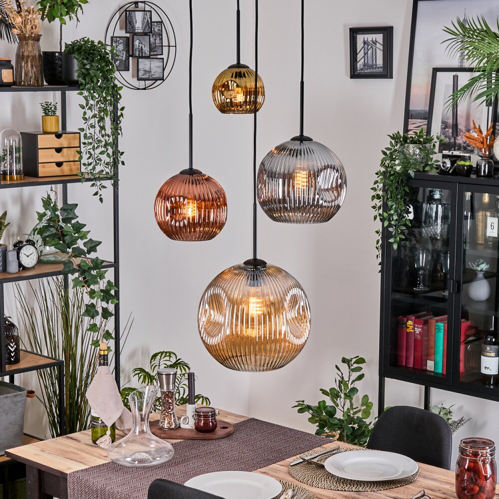 Ripoll Lampa wisząca, Kula świetlna, Lampa wiszącego klastra W kolorze bursztynu, Złoty, W kolorze miedzi, Przydymiony, 4-punktowe main product photo