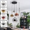 Ripoll lampa wisząca, kula świetlna, lampa wisząca kaskadowa chrom, złoty, przezroczysty, miedziany, przydymiony, 4-punktowe