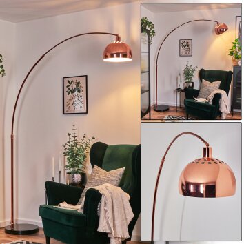 Baloca lampa stojąca, lampa podłogowa łukowa miedziany, czarny, 1-punktowy