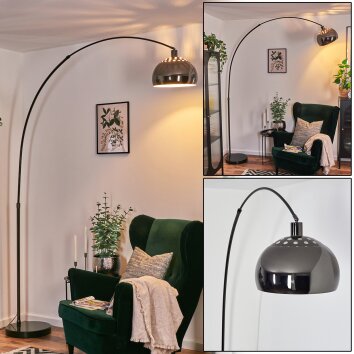 Baloca lampa stojąca, lampa podłogowa łukowa chrom, czarny, 1-punktowy