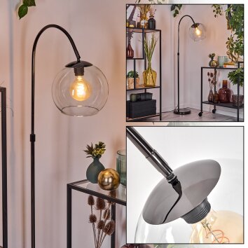 Koyoto lampa stojąca, lampa podłogowa łukowa chrom, czarny, 1-punktowy