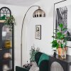 Baloca lampa stojąca, lampa podłogowa łukowa nikiel matowy, czarny, 1-punktowy