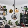 Ripoll lampa wisząca, kula świetlna, lampa wisząca kaskadowa bursztynowy, chrom, złoty, przezroczysty, przydymiony, 4-punktowe