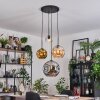 Ripoll lampa wisząca, kula świetlna, lampa wisząca kaskadowa bursztynowy, chrom, złoty, przezroczysty, przydymiony, 4-punktowe