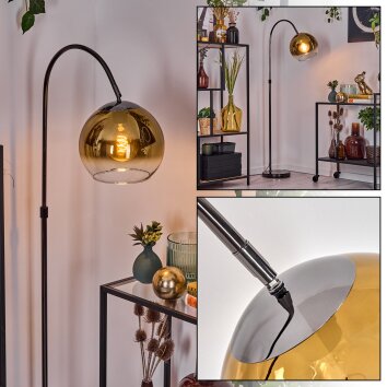 Koyoto lampa stojąca, lampa podłogowa łukowa chrom, czarny, 1-punktowy