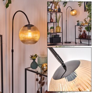 Koyoto lampa stojąca, lampa podłogowa łukowa chrom, czarny, 1-punktowy