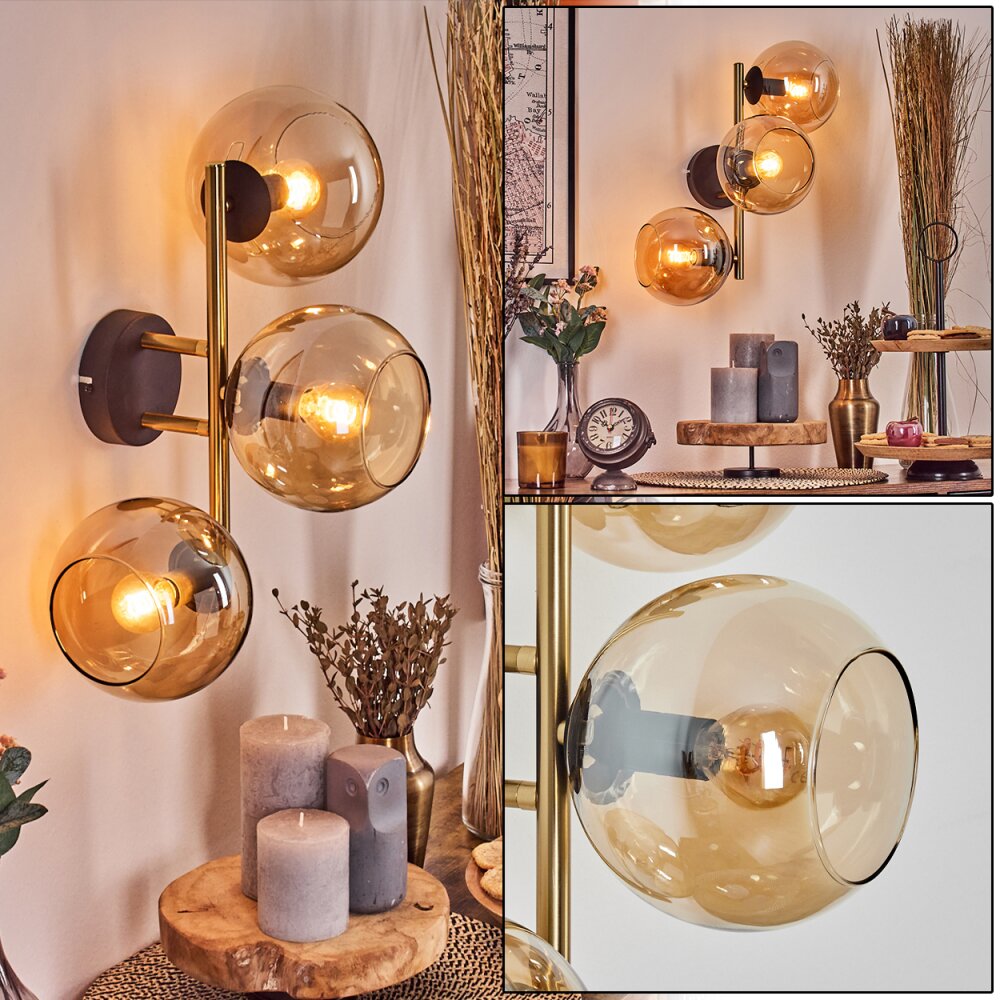 Koyoto Kula świetlna, Lampa ścienna Złoty, Czarny, 3-punktowe main product photo