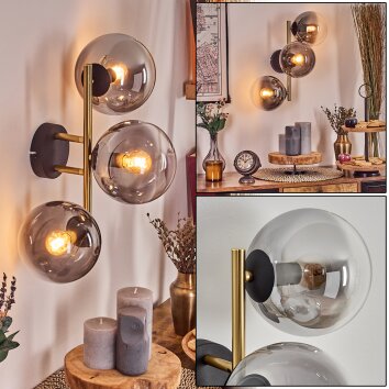 Gastor Kula świetlna, Lampa ścienna Złoty, Czarny, 3-punktowe