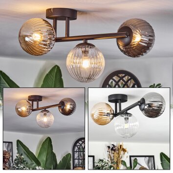 Chehalis Lampa sufitowa, Kula świetlna W kolorze bursztynu, Przezroczysty, Przydymiony, 3-punktowe