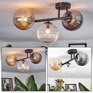 Chehalis Lampa sufitowa, Kula świetlna W kolorze bursztynu, Przezroczysty, Przydymiony, 3-punktowe